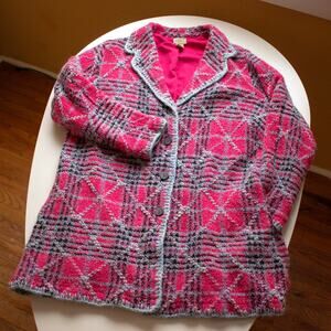 Sigrid Olsen Sport Pink and Blue Mid Length Lined Jacket Size Women's 1X